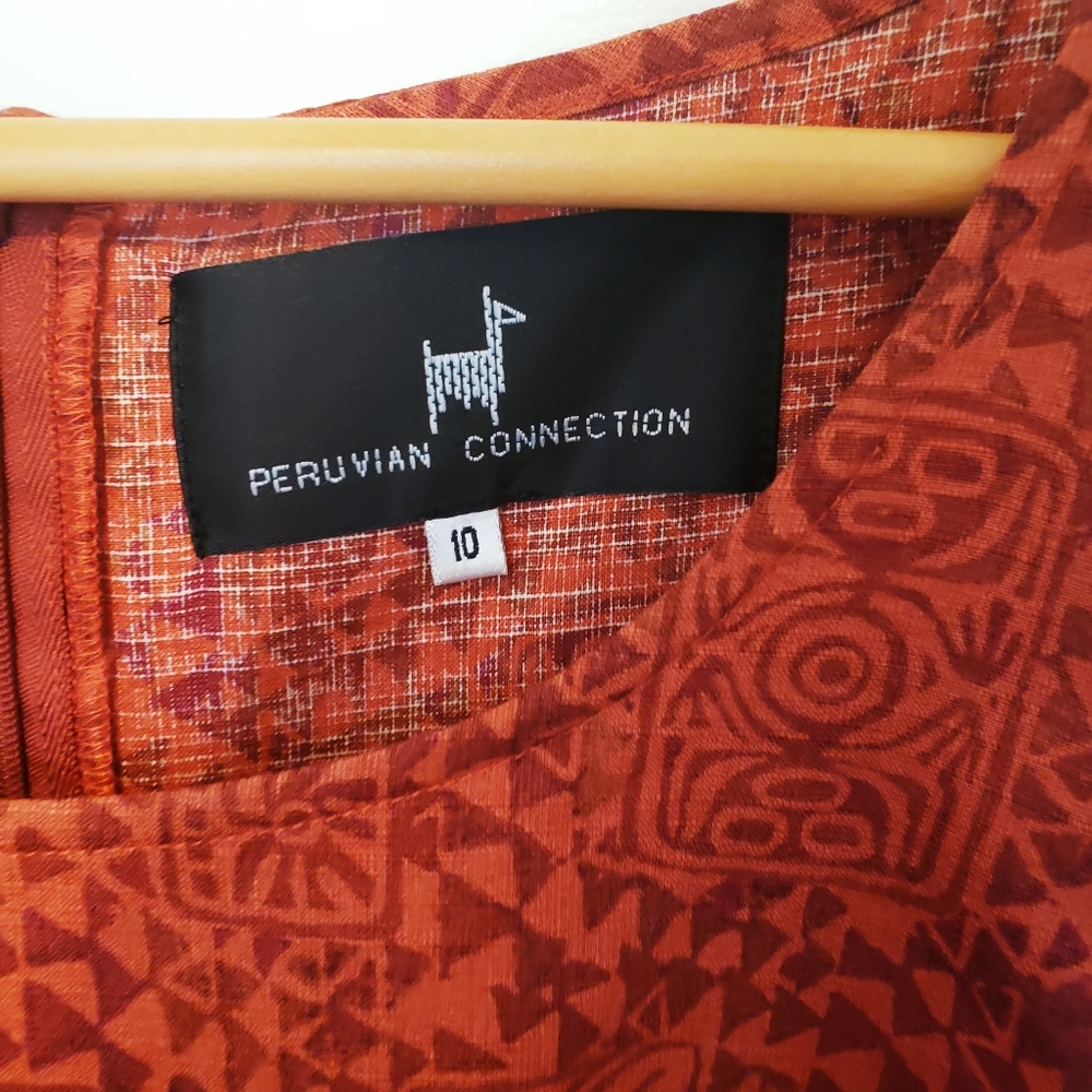 Peruvian Connection Rust Pima Cotton Shift Dress - image 6